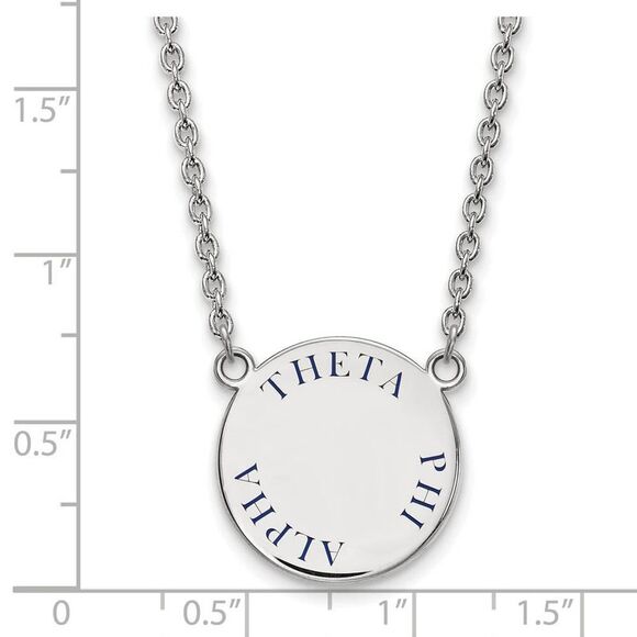 Sterling Silver Theta Phi Alpha Large Blue Enamel Necklace - Picture 2 of 4